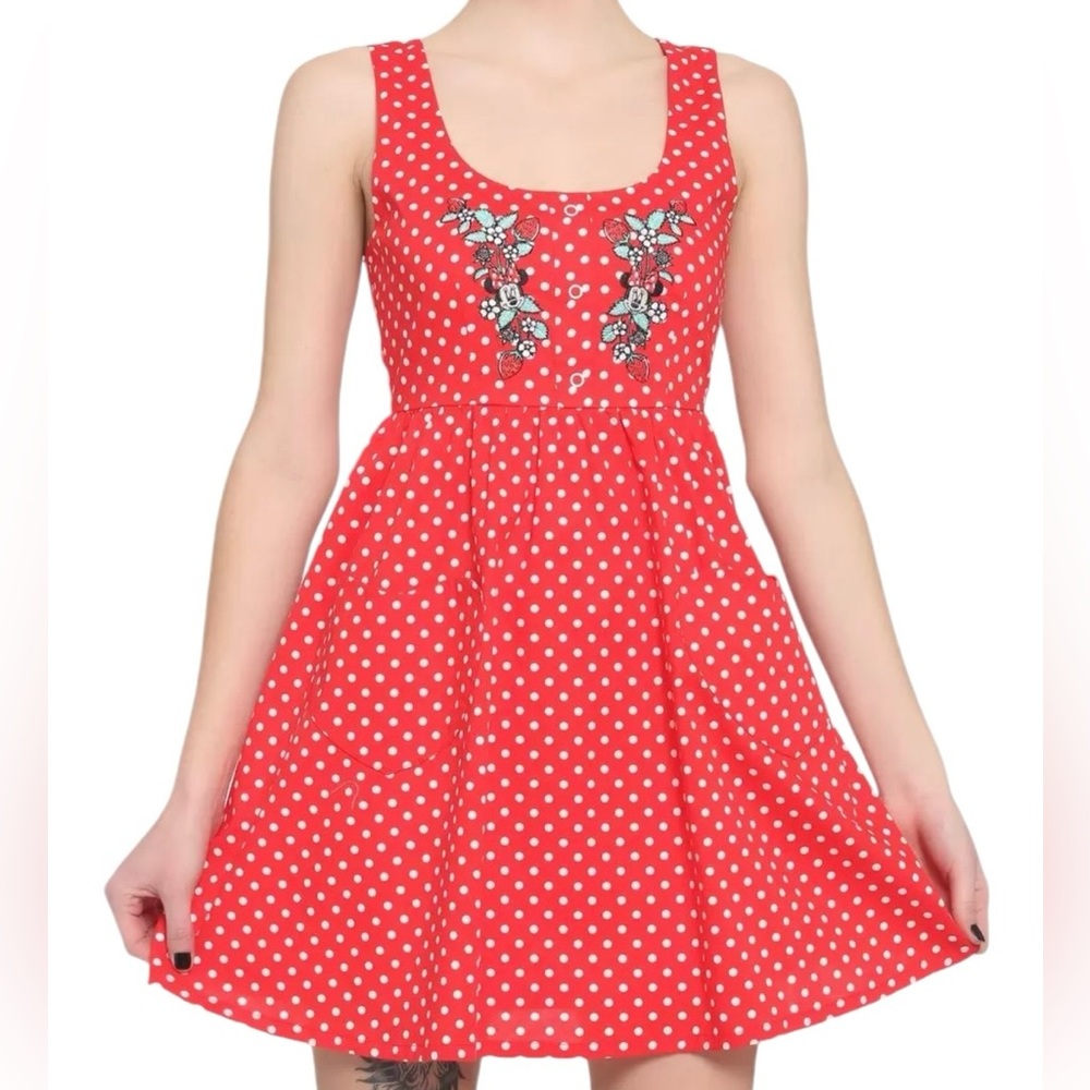 Red Polka Dot Scoop Neck Fit-and-Flare Dress